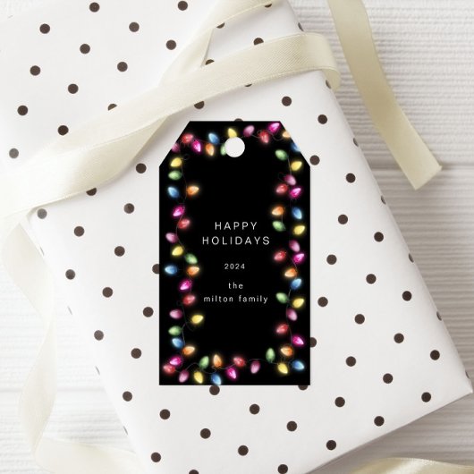 カラフルクリスマスライトモノグラムギフトラベル ギフトタグ