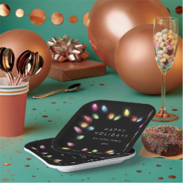 カラフルクリスマスライトモノグラム ペーパープレート