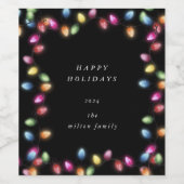 カラフルクリスマスライトモノグラム ワインラベル (シングルラベル)