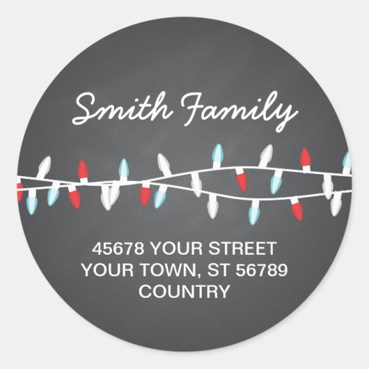 カラフルクリスマスライト住所 シール (正面)