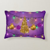 カラフルクリスマスライト&オーナメントゴールデンツリー アクセントクッション (裏面)