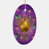 カラフルクリスマスライト&ゴールデンオーナメントボール セラミックオーナメント (右)