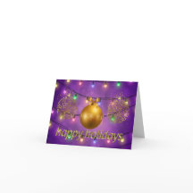 カラフルクリスマスライト&ゴールデンオーナメント