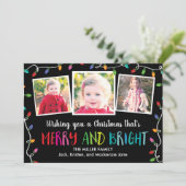 カラフルクリスマスライト(黒) 3枚フォトカード シーズンカード (スタンド正面)