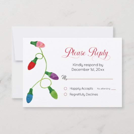 カラフルクリスマスラ結婚イトの返信カード (正面)