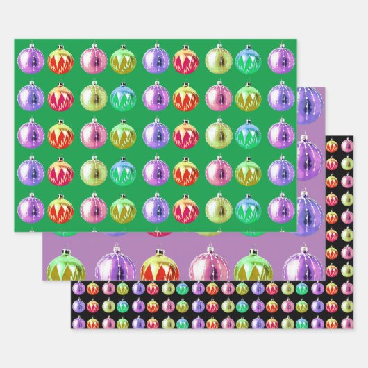 カラフルクリスマスレトロアートラップクラフト紙 ラッピングペーパーシート (セット)