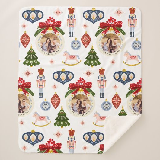 カラフルクリスマス写真装飾シェルパブランケット シェルパブランケット (正面)