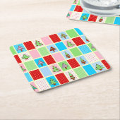 カラフルクリスマス広場 スクエアペーパーコースター (アングル)