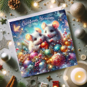 カラフルクリスマス恵みかわいいフェスティバルネズミ シーズンカード