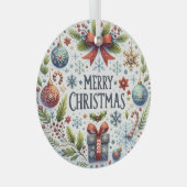 カラフルクリスマス文字 ガラスオーナメント (正面右)