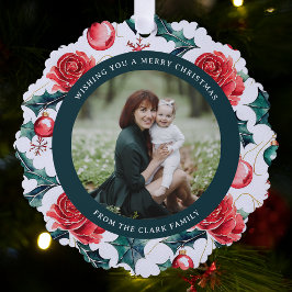 カラフルクリスマス植物性フローラフォトグリーン オーナメントカード
