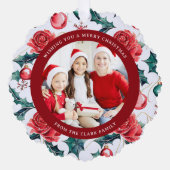 カラフルクリスマス植物性フローラフォトレッド オーナメントカード (正面)