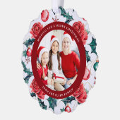 カラフルクリスマス植物性フローラフォトレッド オーナメントカード (左)