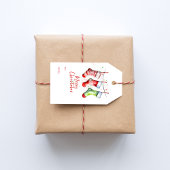 カラフルクリスマス水の色のストッキングの行と行 ギフトタグ