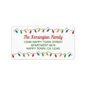 カラフルクリスマス灯 |フェスティバル休日 ラベル (正面)