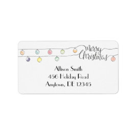 カラフルクリスマス灯 |休日の差出人住所 ラベル
