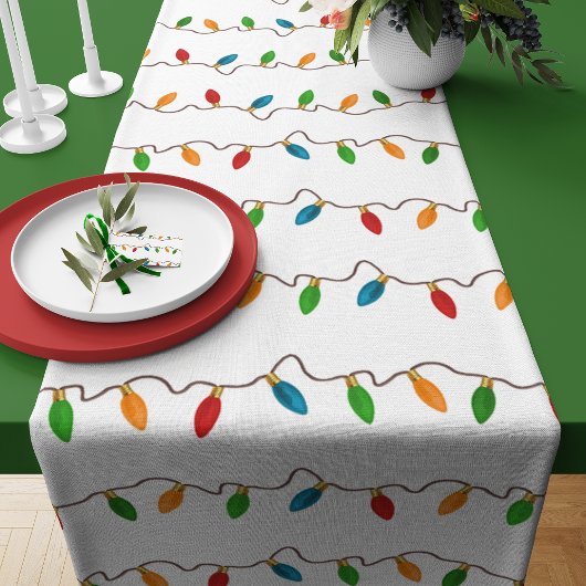 カラフルクリスマス灯 |素朴休日 ショートテーブルランナー