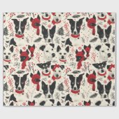 カラフルクリスマス犬のパターン ラッピングペーパー (フラット)
