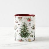 カラフルクリスマス記号パターン ツートーンマグカップ (中央)