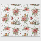 カラフルクリスマス記号パターン ラッピングペーパー (フラット)