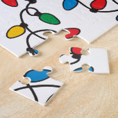 カラフルクリスマス電球パターン困難 ジグソーパズル (側面)