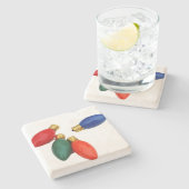 カラフルクリスマス電球 ストーンコースター (横)