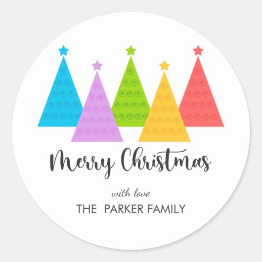 カラフルクリスマス ラウンドシール (正面)