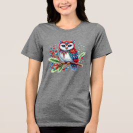カラフルクリスマスOwlホリデー女子Tシャツ トライブレンドＴシャツ