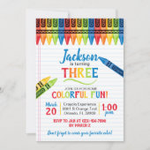 カラフルクレヨンアートパーティーバースデー 招待状 (正面)