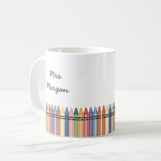 カラフルクレヨンモノグラム先生 コーヒーマグカップ (正面左)