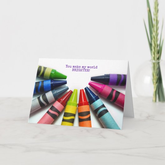 カラフルクレヨン半円感謝していお前 カード (正面)