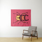 カラフルクワガタ昆虫芸術ピンク昆虫学 タペストリー (インサイチュ(横))