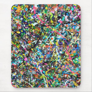 カラフルクール抽象芸術絵を描(ばちゃばちゃ)跳ねるパターン マウスパッド