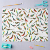 カラフルクール熱帯水色の鳥類パターン 薄葉紙 (クラフト)