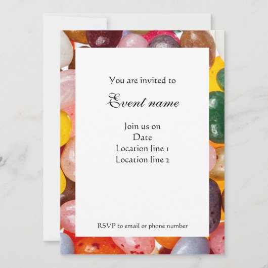 カラフルクール甘いイースタージェリービーンキャンディ招待状 招待状 (正面)