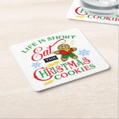 カラフルク食べリスマスクッキー スクエアペーパーコースター (アングル)