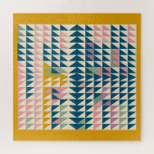 カラフルグライ絵を描ツ幾何ティール(緑がかった色) ジグソーパズル (横)