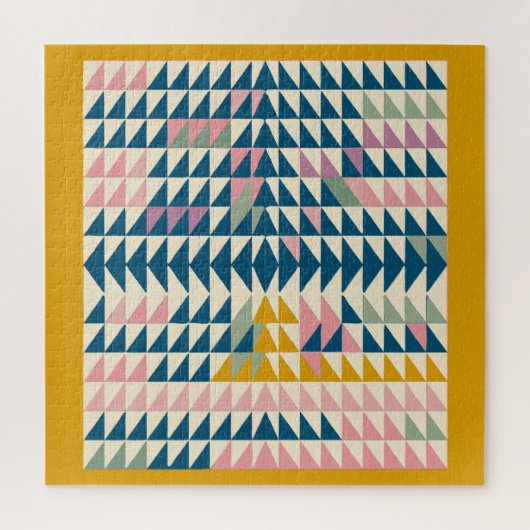 カラフルグライ絵を描ツ幾何ティール(緑がかった色) ジグソーパズル (縦)