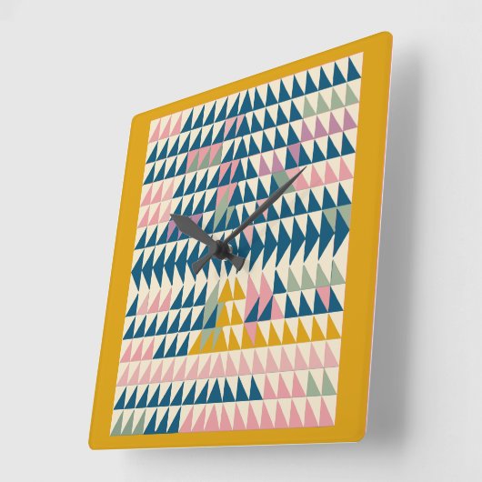 カラフルグライ絵を描ツ幾何ティール(緑がかった色) スクエア壁時計 (傾斜)