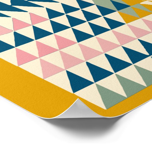 カラフルグライ絵を描ツ幾何ティール(緑がかった色) ポスター (角)