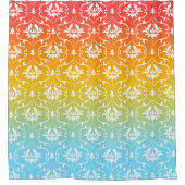 カラフルグラデーションとダマスク シャワーカーテン (正面)