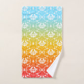 カラフルグラデーションとダマスク バスタオルセット (ハンドタオル)