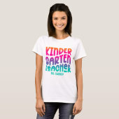 カラフルグラデーションの幼稚園の先生のテキスト Tシャツ (正面フル)