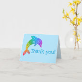 カラフルグラデーションイルカサンキューカード カード (黄色い花)