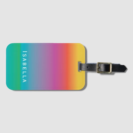 カラフルグラデーションエレガント虹勾配モノグラム ラゲッジタグ (正面横)