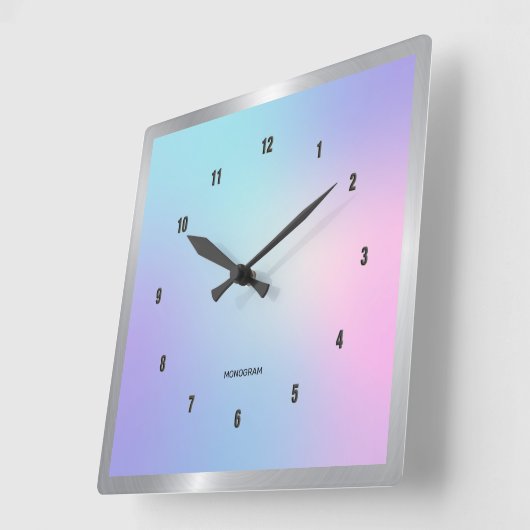 カラフルグラデーション背景角壁時計 スクエア壁時計 (傾斜)