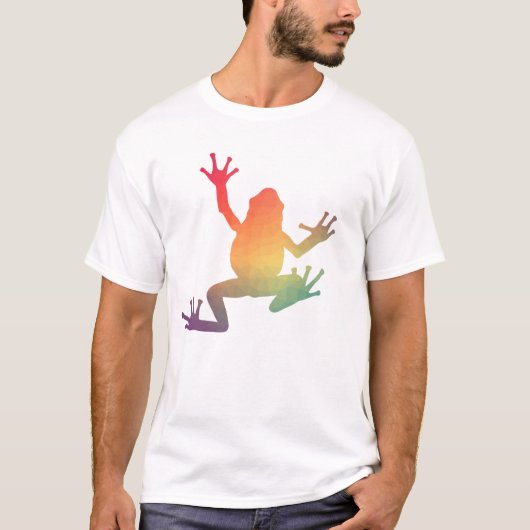カラフルグラデーション カエル好きな人へのギフト Tシャツ (正面)