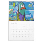 カラフルグラフィティの絵を描通りアート2024 カレンダー (1月 2026)