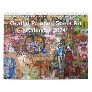 カラフルグラフィティの絵を描通りアート2024 カレンダー