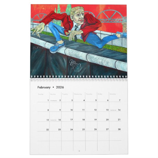 カラフルグラフィティの絵を描通りアート2025 カレンダー (2月 2026)